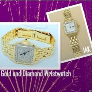 Diamond 14K Gold Geneve Vintage Bracelet Watch | 1.25ctw | Made in Italy | 60.5g